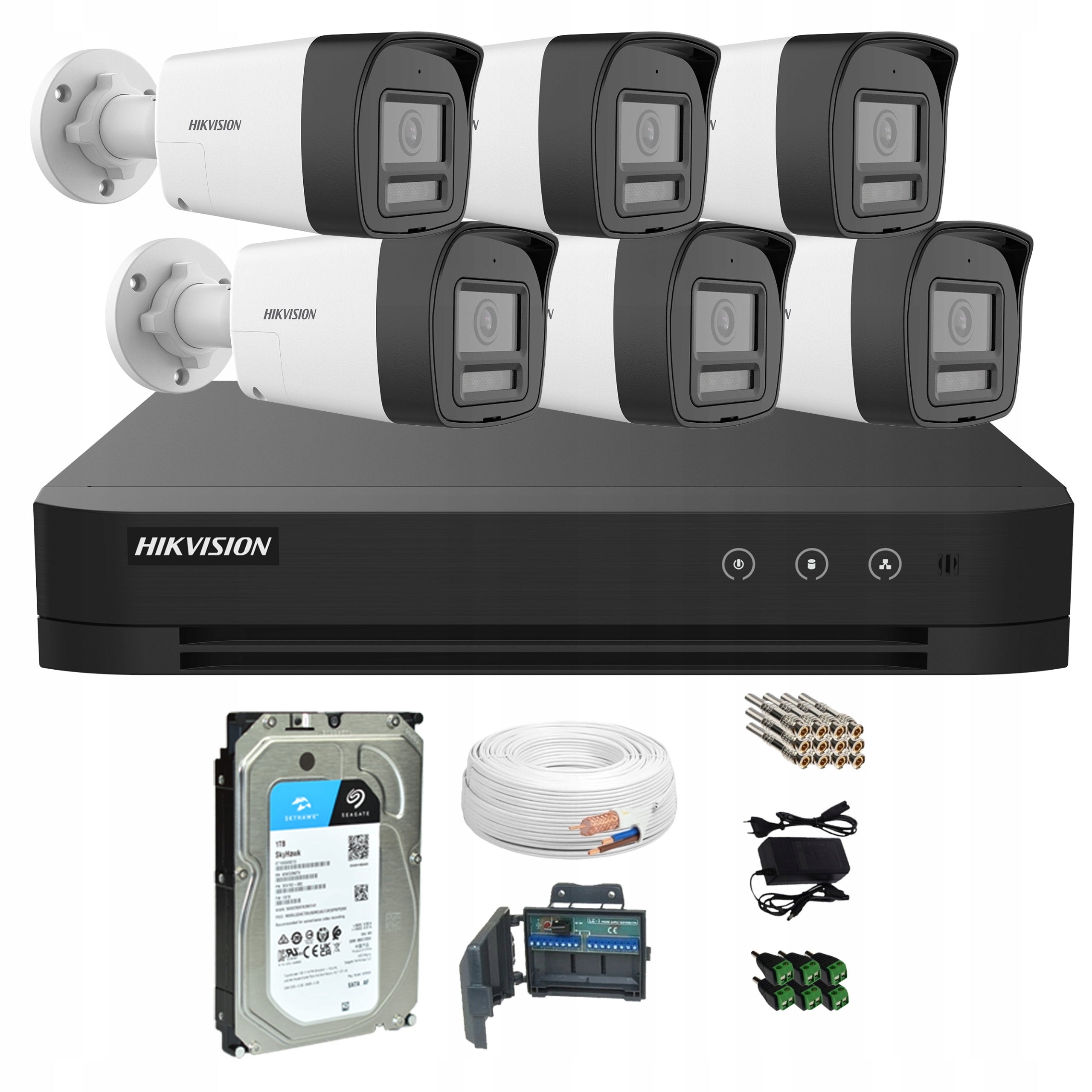 SET OF CAMERAS FOR MONITORING 6 ANALOG CAMERAS 8Mpx IR LED HIKVISION 1TB Packaging status original