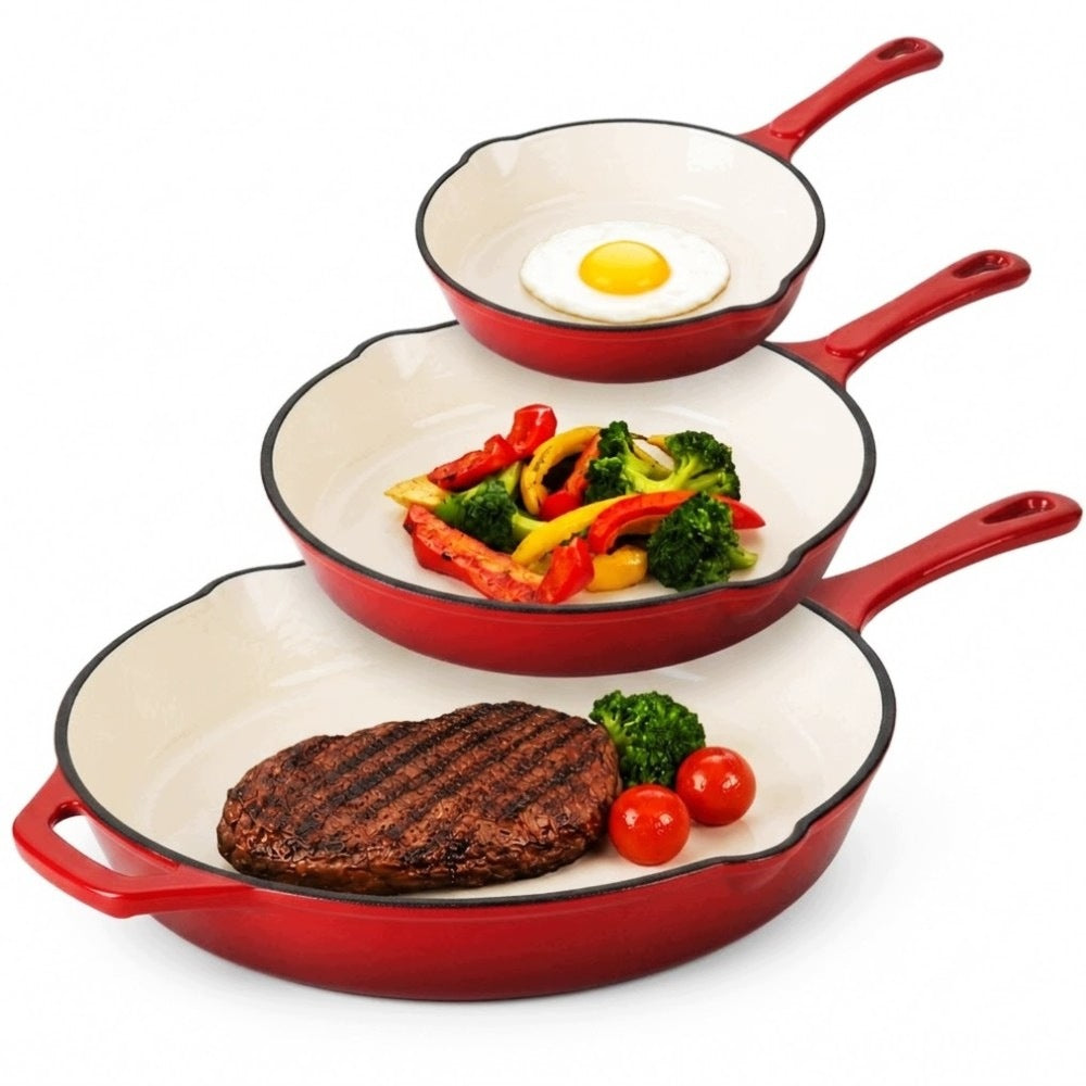 SET OF CAST IRON PANS 20 25 30cm INDUCTION GAS OVEN GRILL GIEREKHOFF