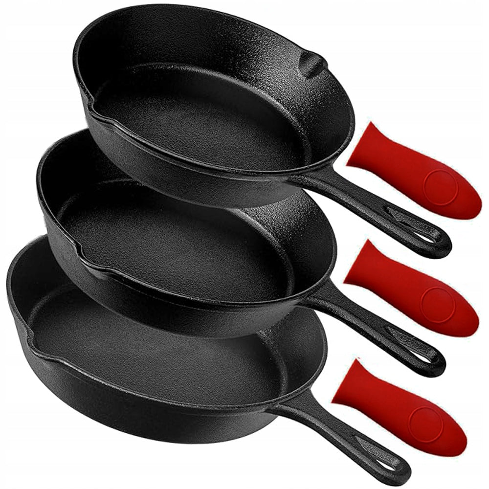 SET OF CAST IRON PANS 3PCS CAST IRON GRILL PAN FOR IRON3 FIREPLACE
