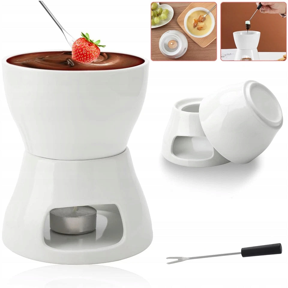 SET OF CERAMIC BUTTER WARMERS SET OF FONDUE MELTING POTS Brand no brand