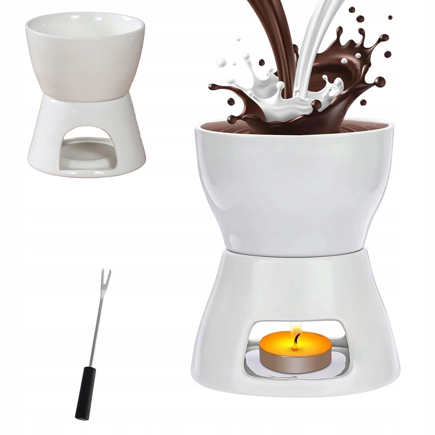 SET OF CERAMIC BUTTER WARMERS SET OF FONDUE MELTING POTS