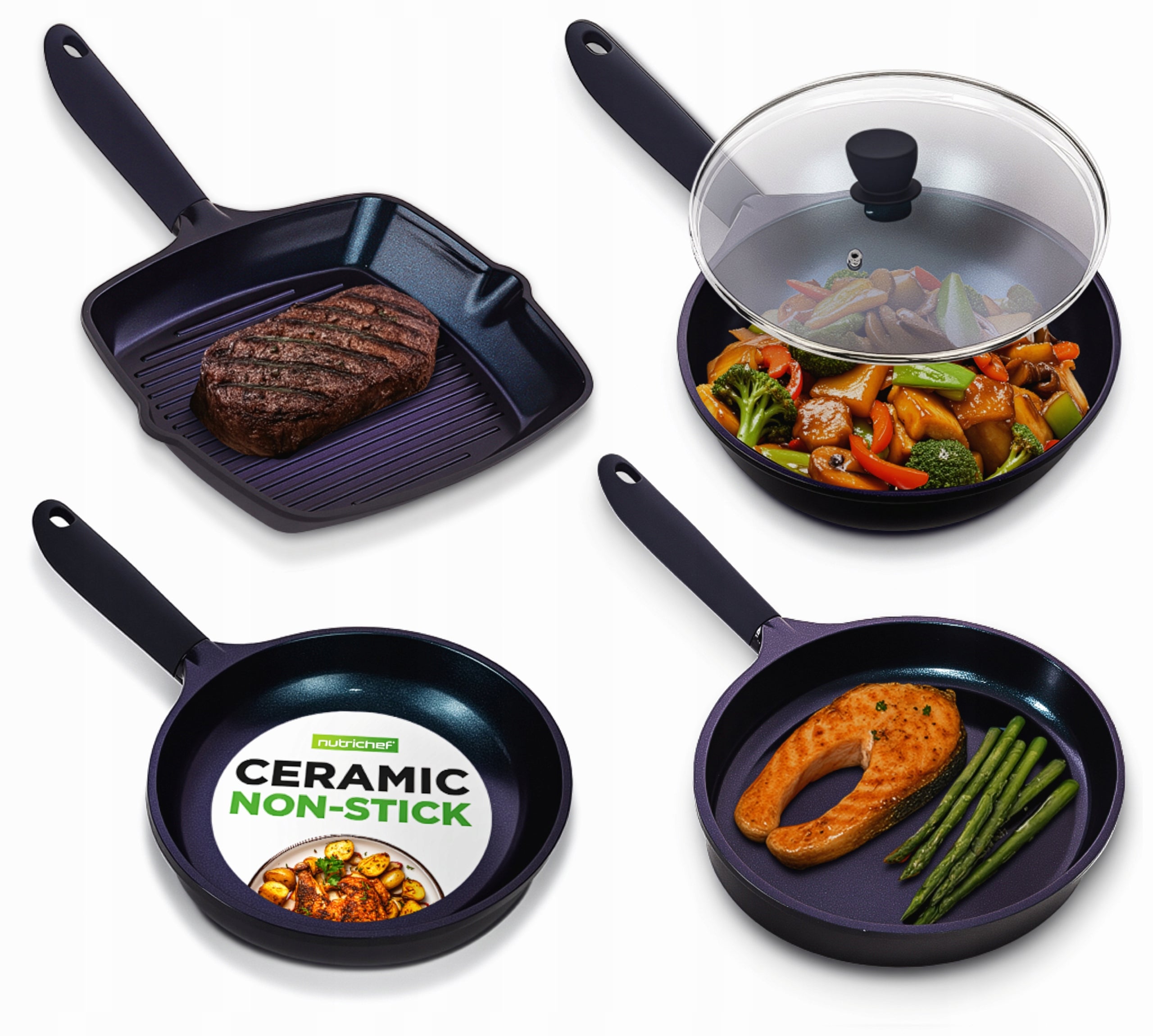 SET OF CERAMIC PANS 5 PCS LARGE DURABLE FISH MEAT WOK SET Manufacturer code NCMKSET5