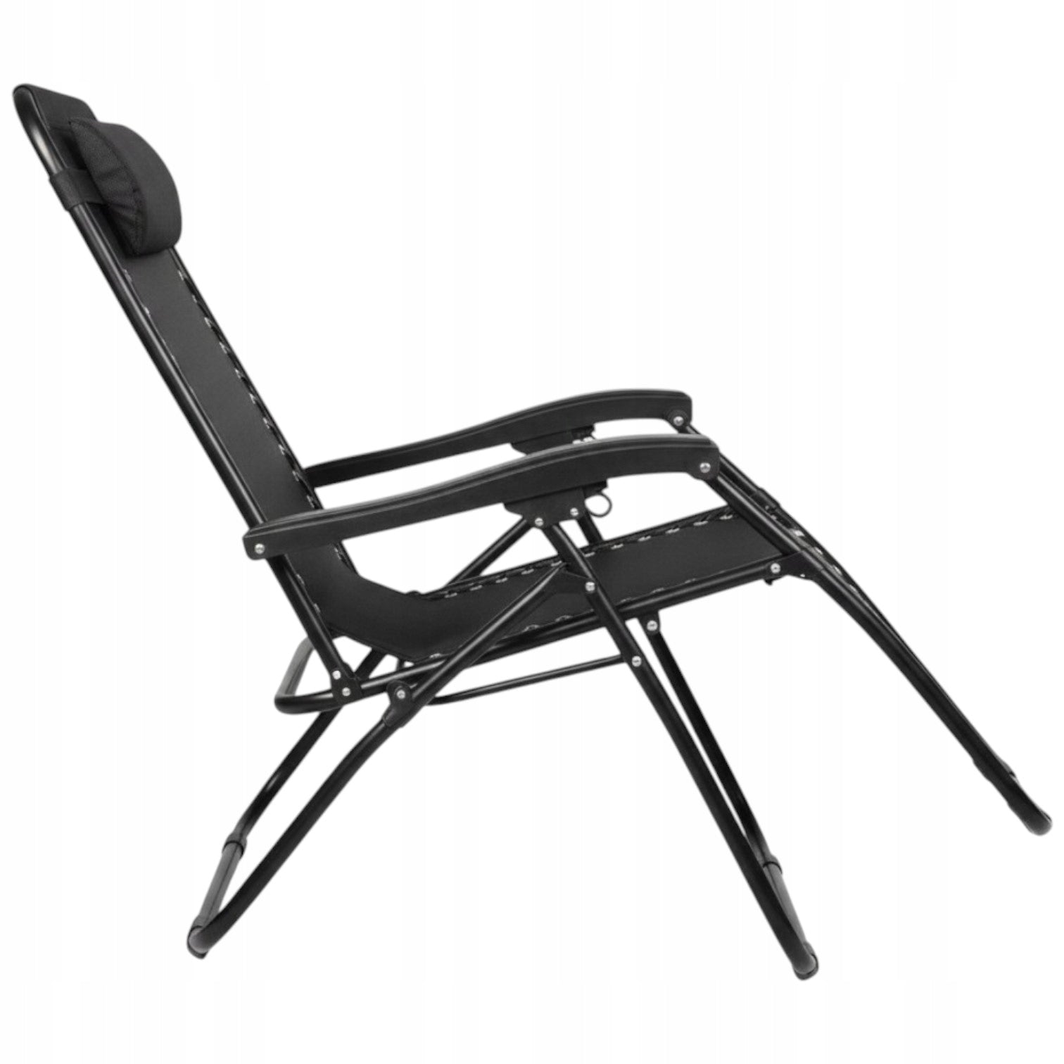 SET OF CHAIRS SUN LOUNGERS 2X GARDEN LOUNGER RECLINING CAMPING CHAIR GOLIAT Color black