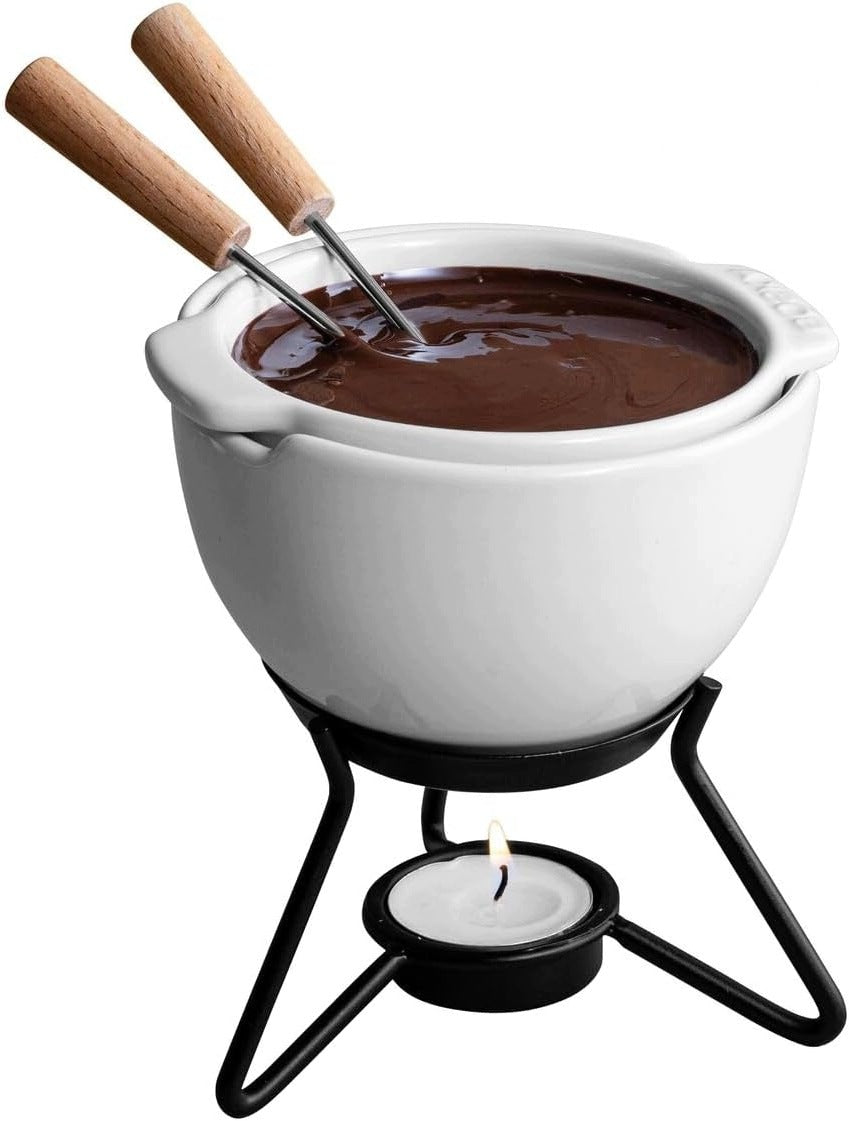SET OF CHOCOLATE FONDUE IN A WATER BATH 250 ML WHITE