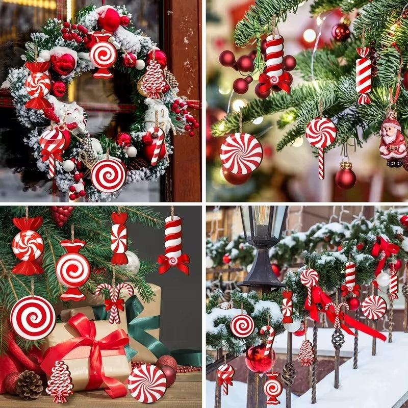 SET OF CHRISTMAS TREE CANDY LOLLIPOPS PENDANTS CHRISTMAS bauble ornament 24 PCS Packaging status original