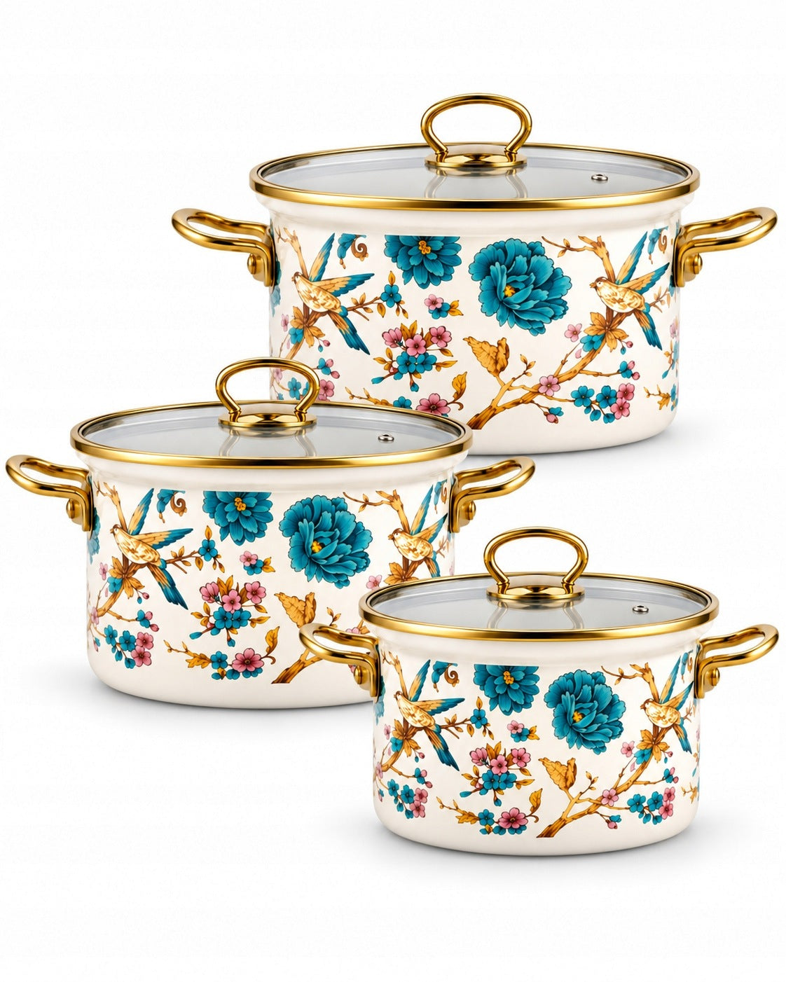 SET OF ENAMEL POTS CLASSIC 6 EL