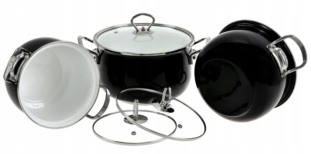 SET OF ENAMEL POTS MAGDA GESSLER MG HOME 6 ELEMENTS INDUCTION GAS Packaging status original