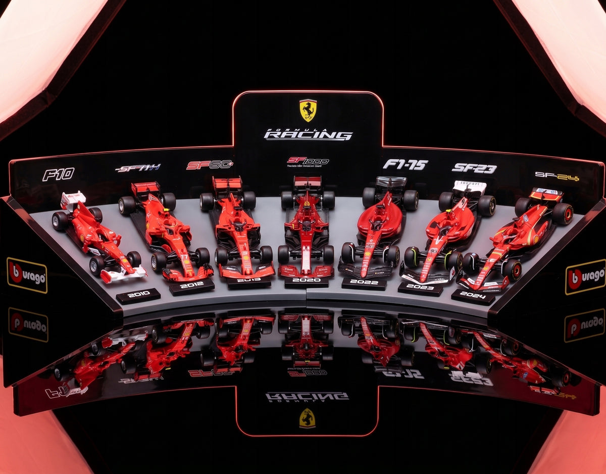 SET OF F1 Ferrari CARS DISPLAY 7 CARS 1:43 BBURAGO 18-36864 Packaging status original
