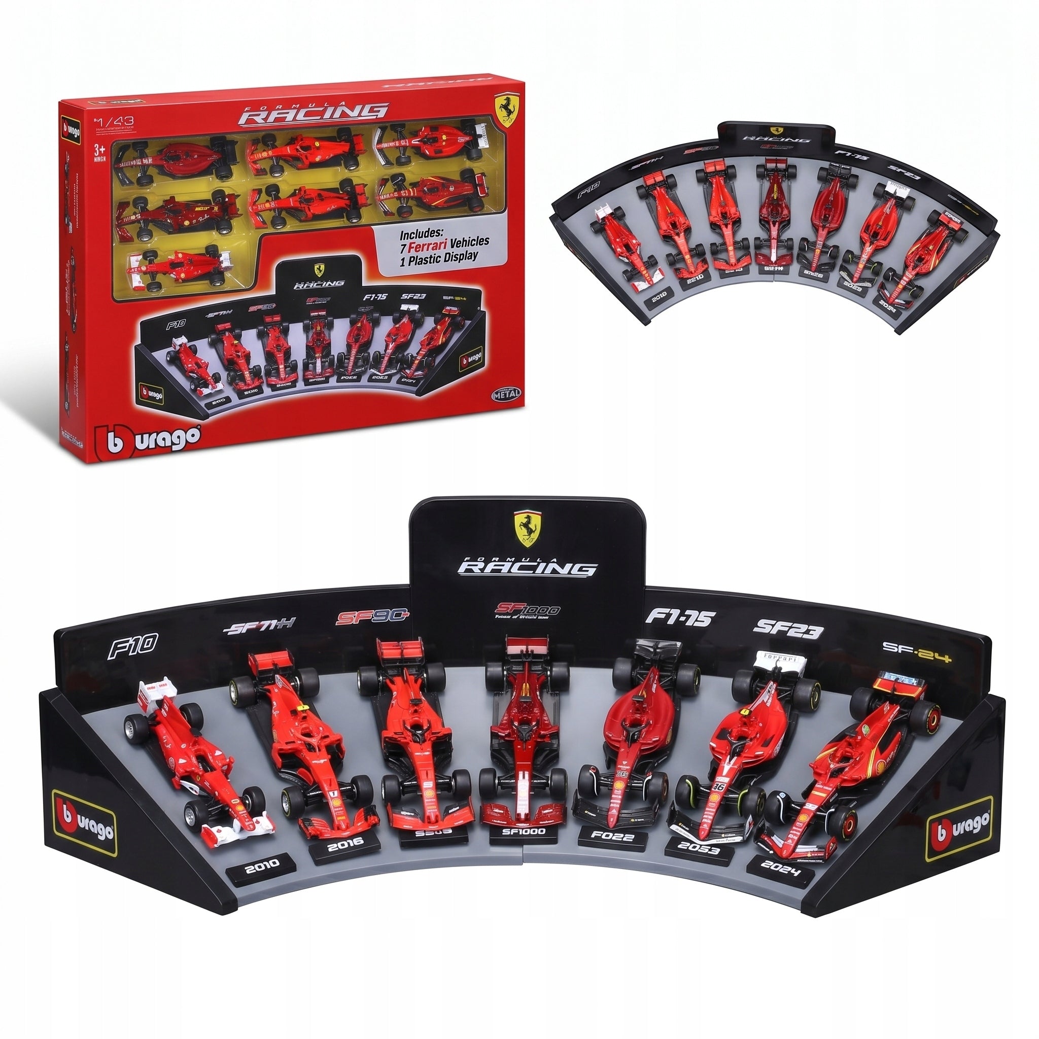 SET OF F1 Ferrari CARS DISPLAY 7 CARS 1:43 BBURAGO 18-36864