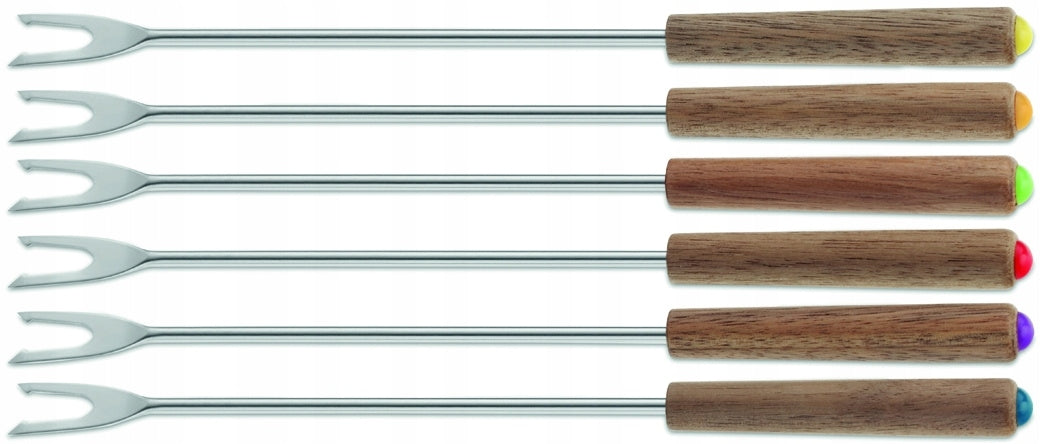 SET OF FORKS FOR FONDUE STAINLESS STEEL WOODEN HANDLE, FORKS Manufacturer code KE-79164
