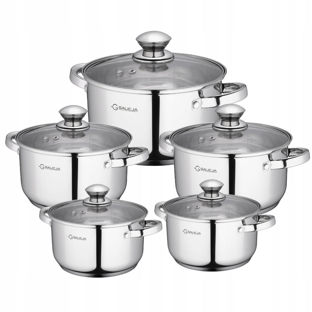 SET OF FORTIS POTS FOR INDUCTION/GAS STAINLESS STEEL SET OF 10 EL.