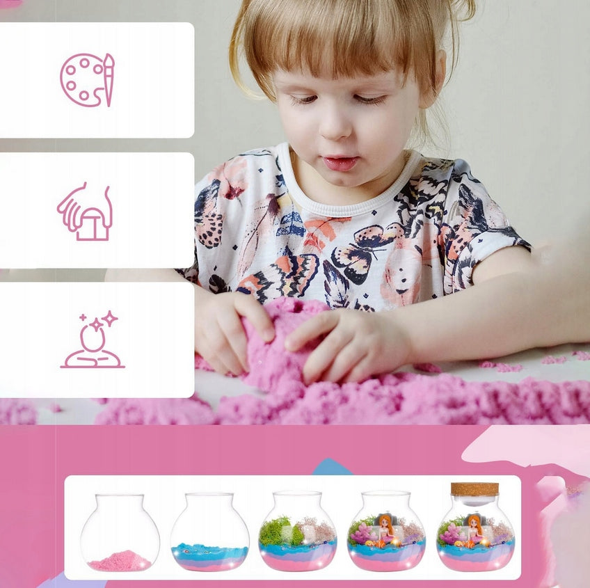 SET OF HANDICRAFTS WITH MERMAID TERRARIUM FOR CHILDREN GLOWING KINETIC SAND Brand NORIMPEX