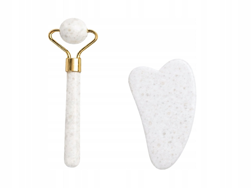 SET OF JAde FACE MASSAGERS roller stone gua sha white Packaging status original