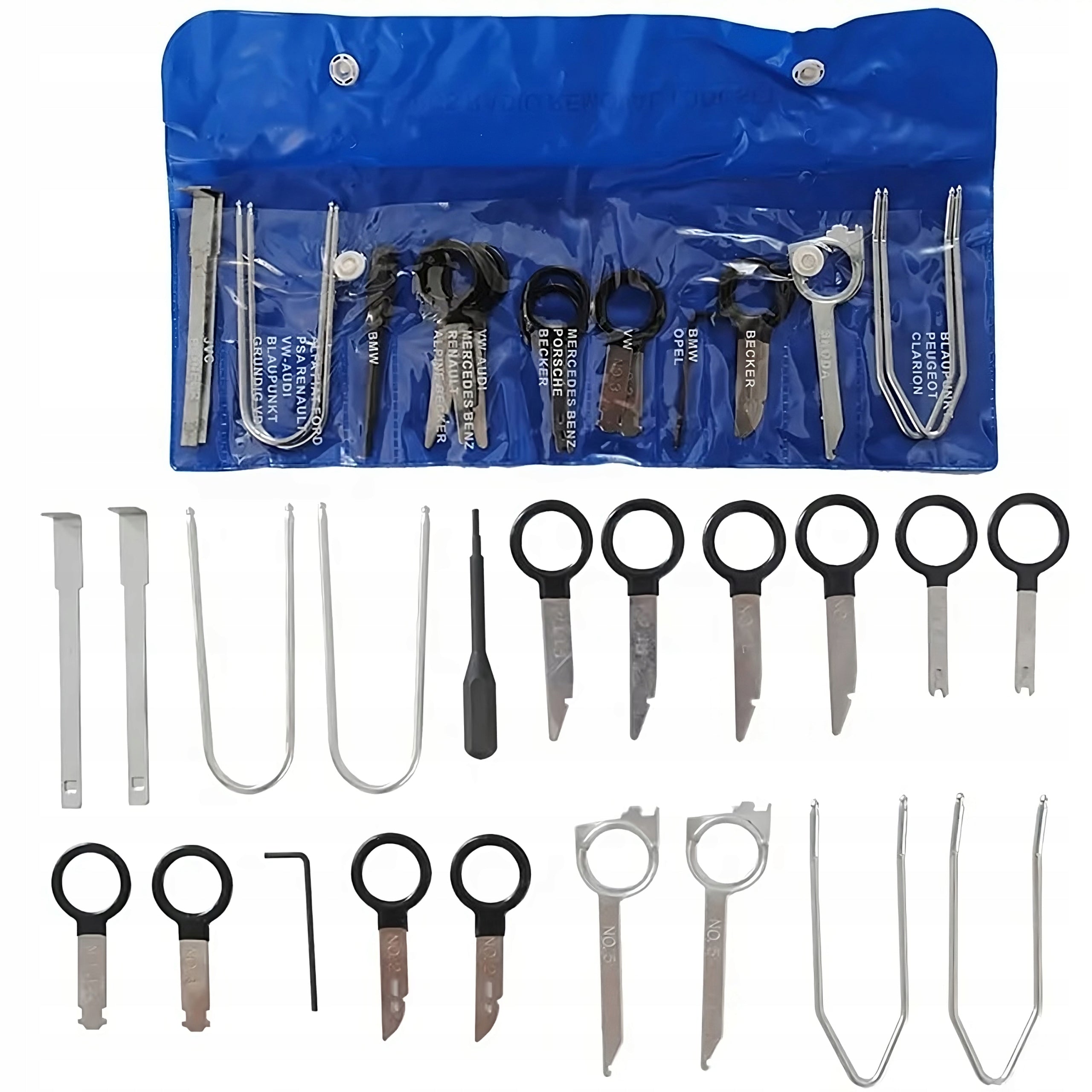 SET OF KEY PULLERS DISMANTLING RADIO UPHOLSTERY AND NAVIGATION 20 ELEMENTS Manufacturer code 5904806164049