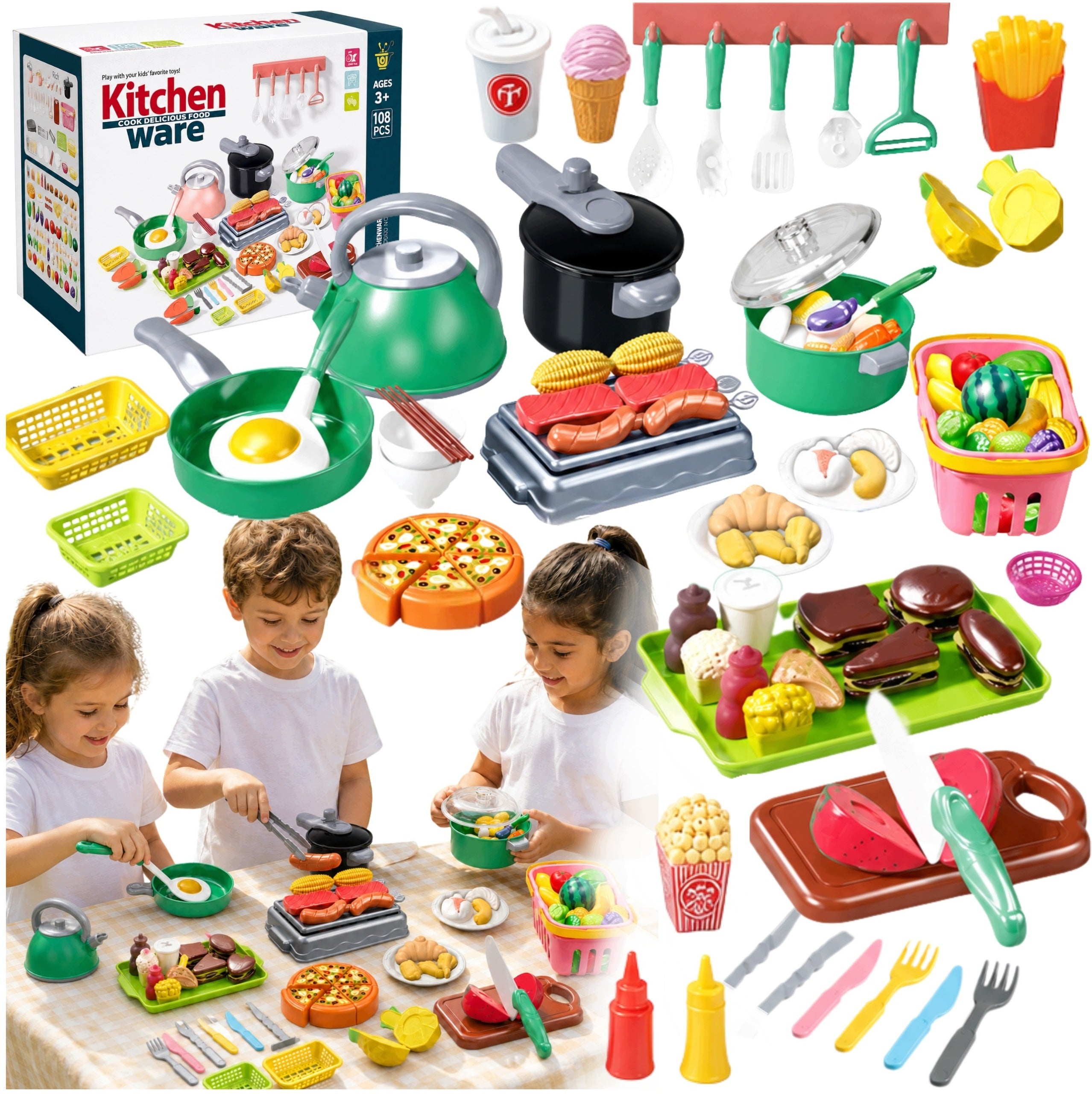 SET OF KITCHEN ACCESSORIES FOR COOKING 108 EL TOY KITCHEN CHILDREN