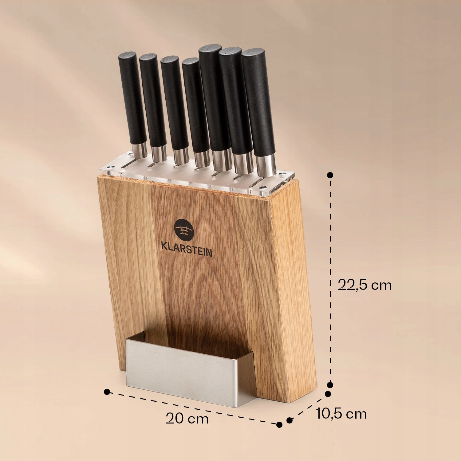 SET OF KITCHEN KNIVES IN WOODEN BLOCK SET SHARP KNIVES STEEL 7 PCS. Brand Klarstein