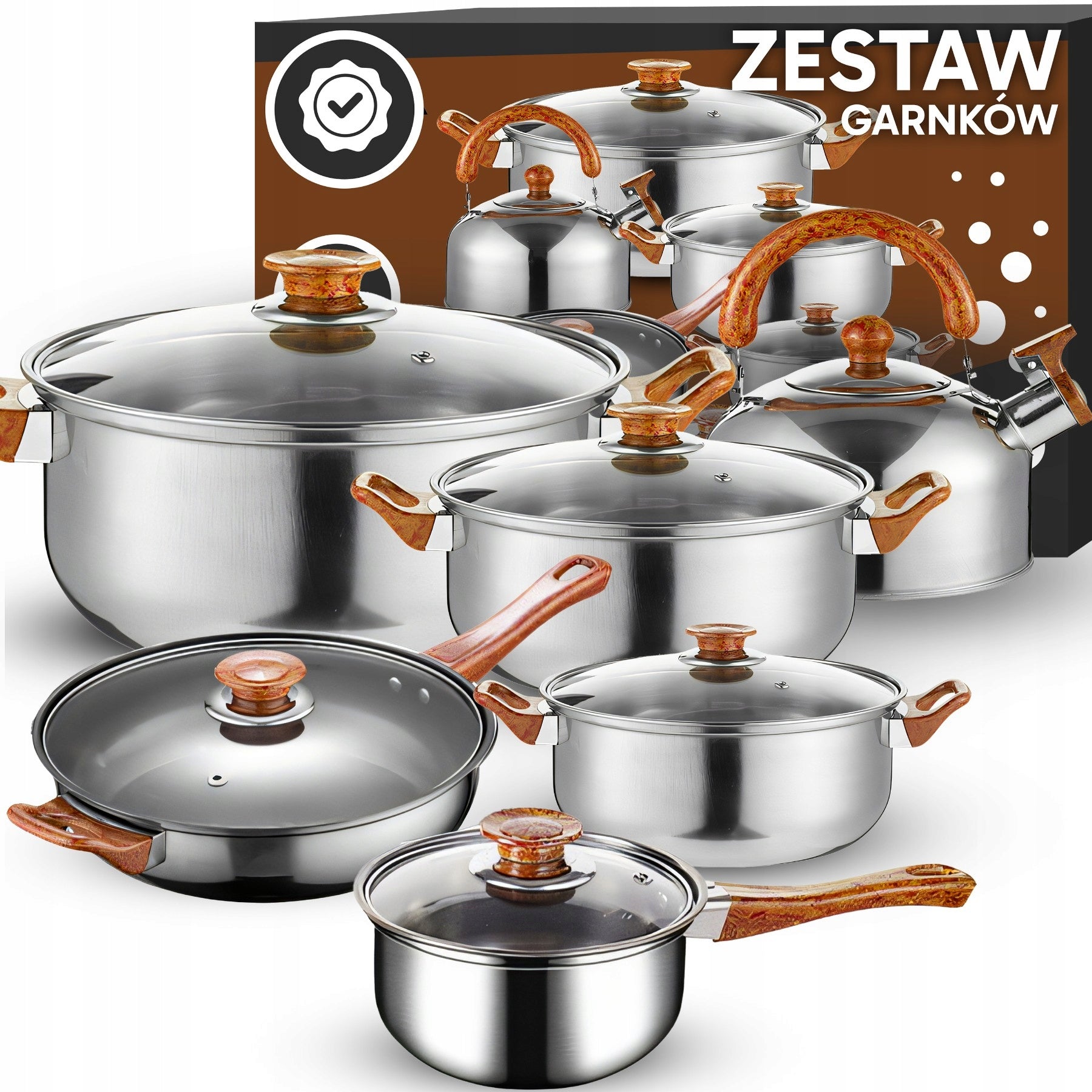 SET OF KITCHEN POTS 11 EL. GAS INDUCTION KETTLE PAN + LIDS