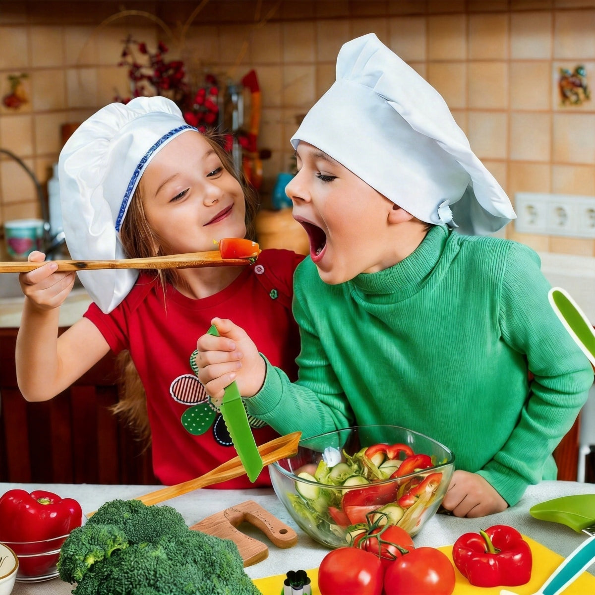 SET OF KNIVES FOR CHILDREN TO LEARN HOW TO CUT SAFE PLASTIC SET 13SZ Kid's age 2+ years