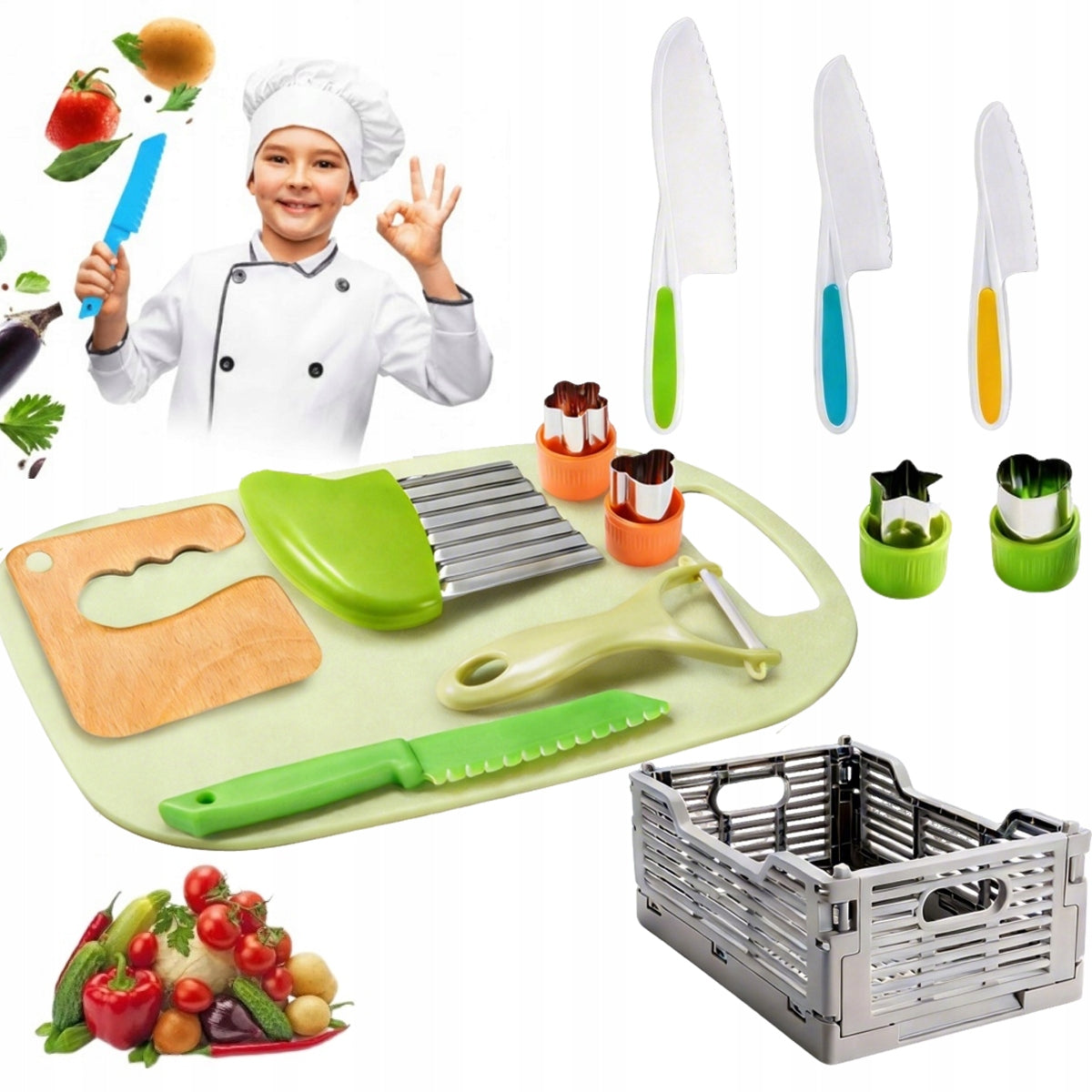 SET OF KNIVES FOR CHILDREN TO LEARN HOW TO CUT SAFE PLASTIC SET 13SZ