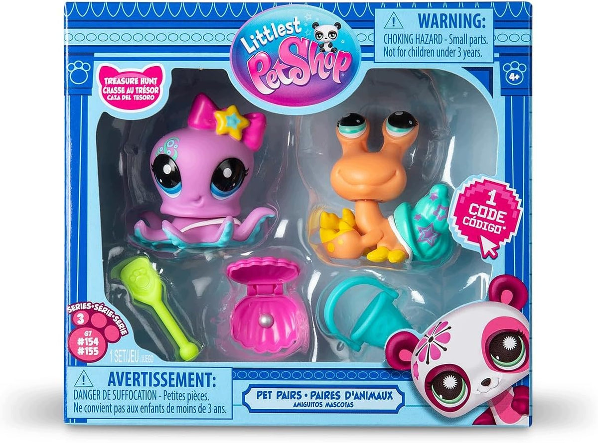 SET OF LITTLEST PET SHOP TREASURE HUNT FIGURINES AND ACCESSORIES #154 #155
