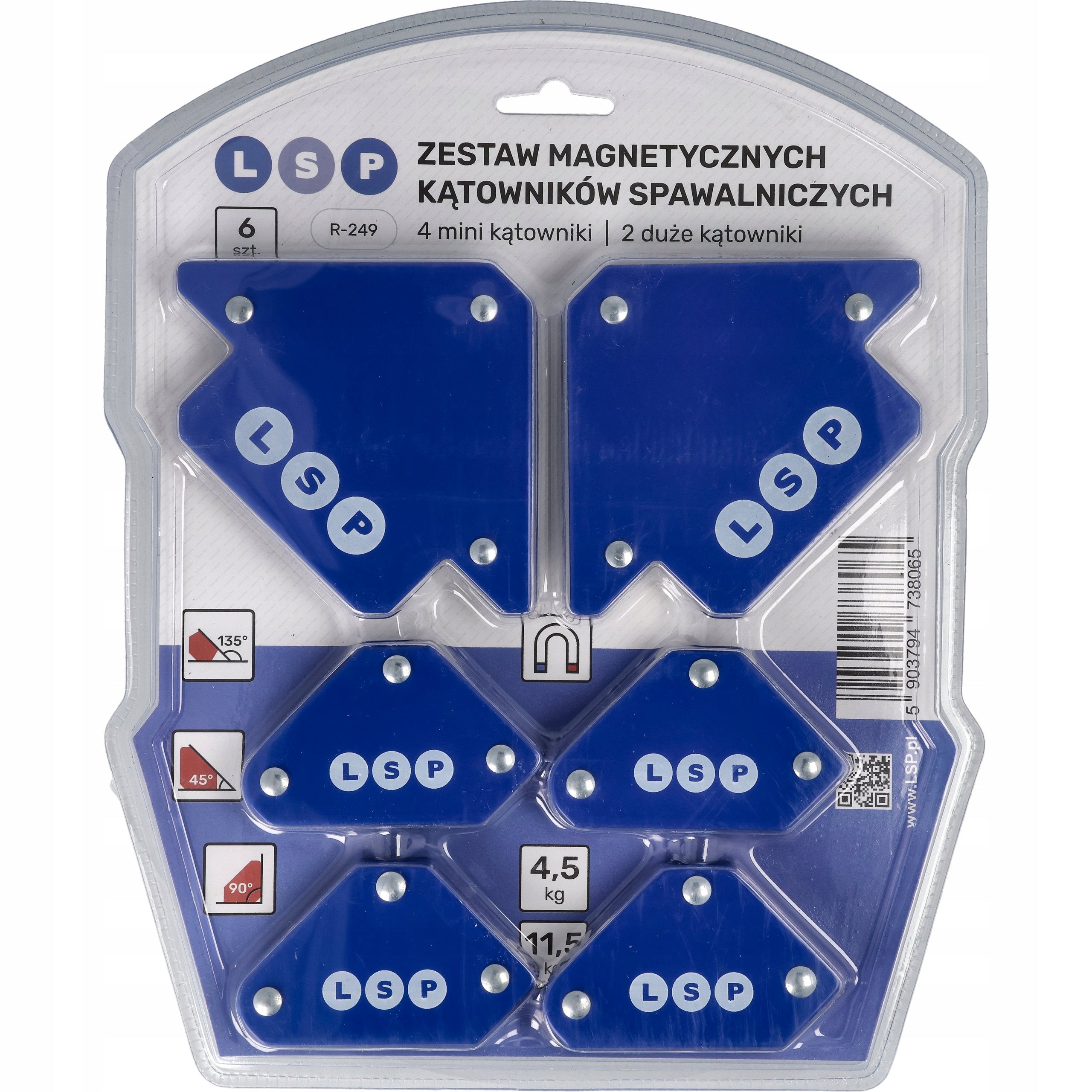 SET OF MAGNETIC ANGLES WELDING MAGNETIC ANGLE 6PCS LSP Manufacturer code SPAWALNICZE DO SPAWANIA ZESTAW KĄTOWNIKÓW