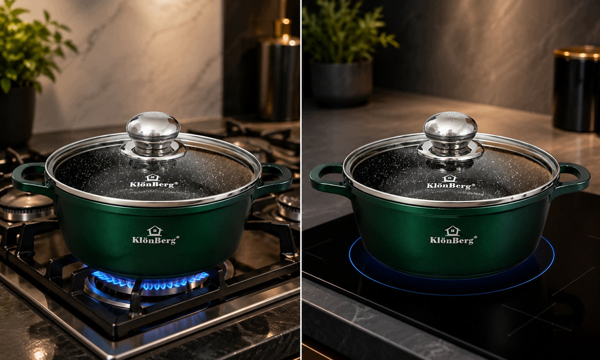 SET OF MARBLE POTS AND PANS 14 EL SAUCEPAN INDUCTION GAS + ACCESSORIES Manufacturer code KOMPLET GARNKÓW 2 PATELNIE RONDELEK ZIELONE