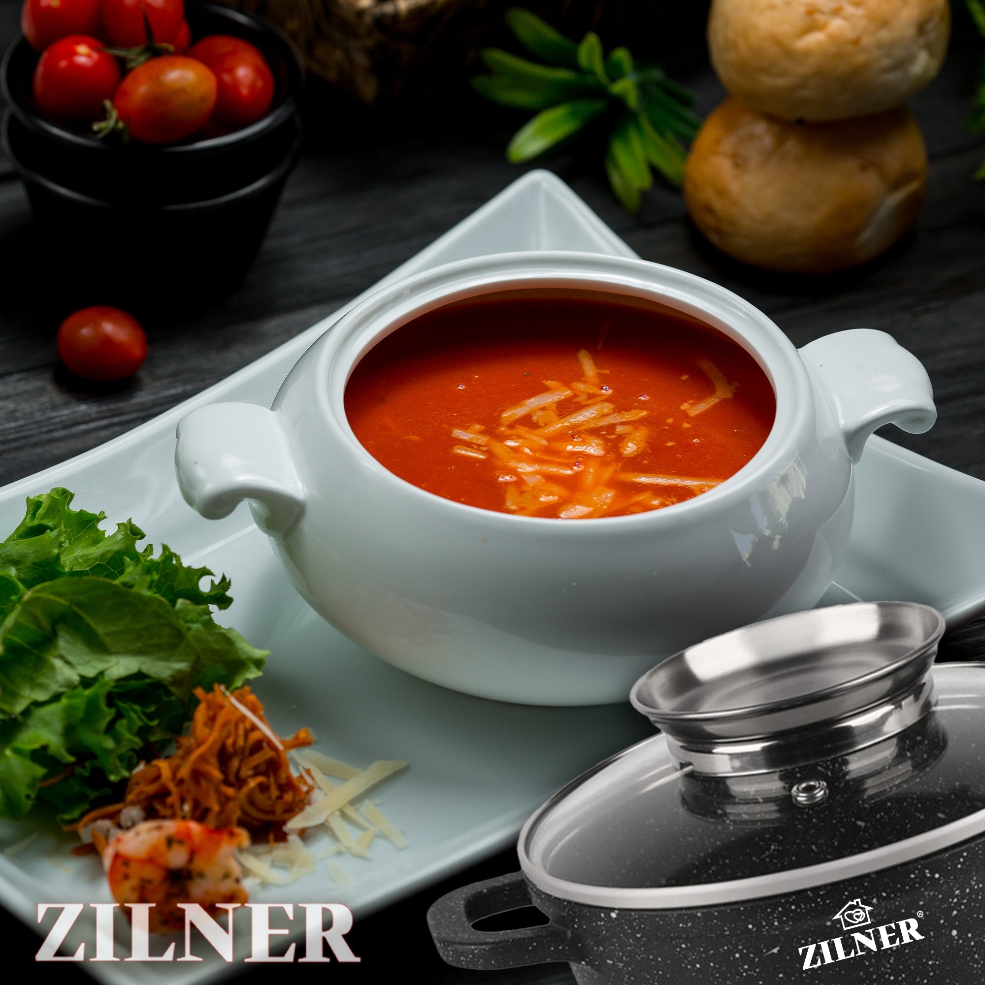 SET OF MARBLED POTS FOR INDUCTION GAS SET OF POTS 10 ELE ZILNER Color black