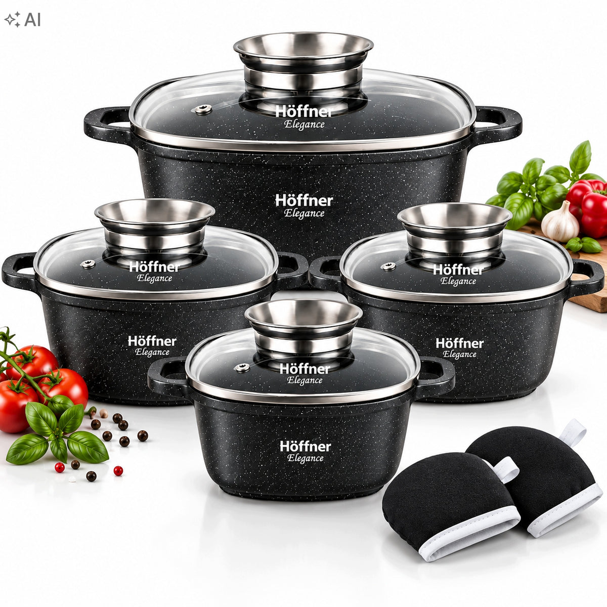 SET OF MARBLED POTS SET OF MODERN POTS FOR INDUCTION / GAS