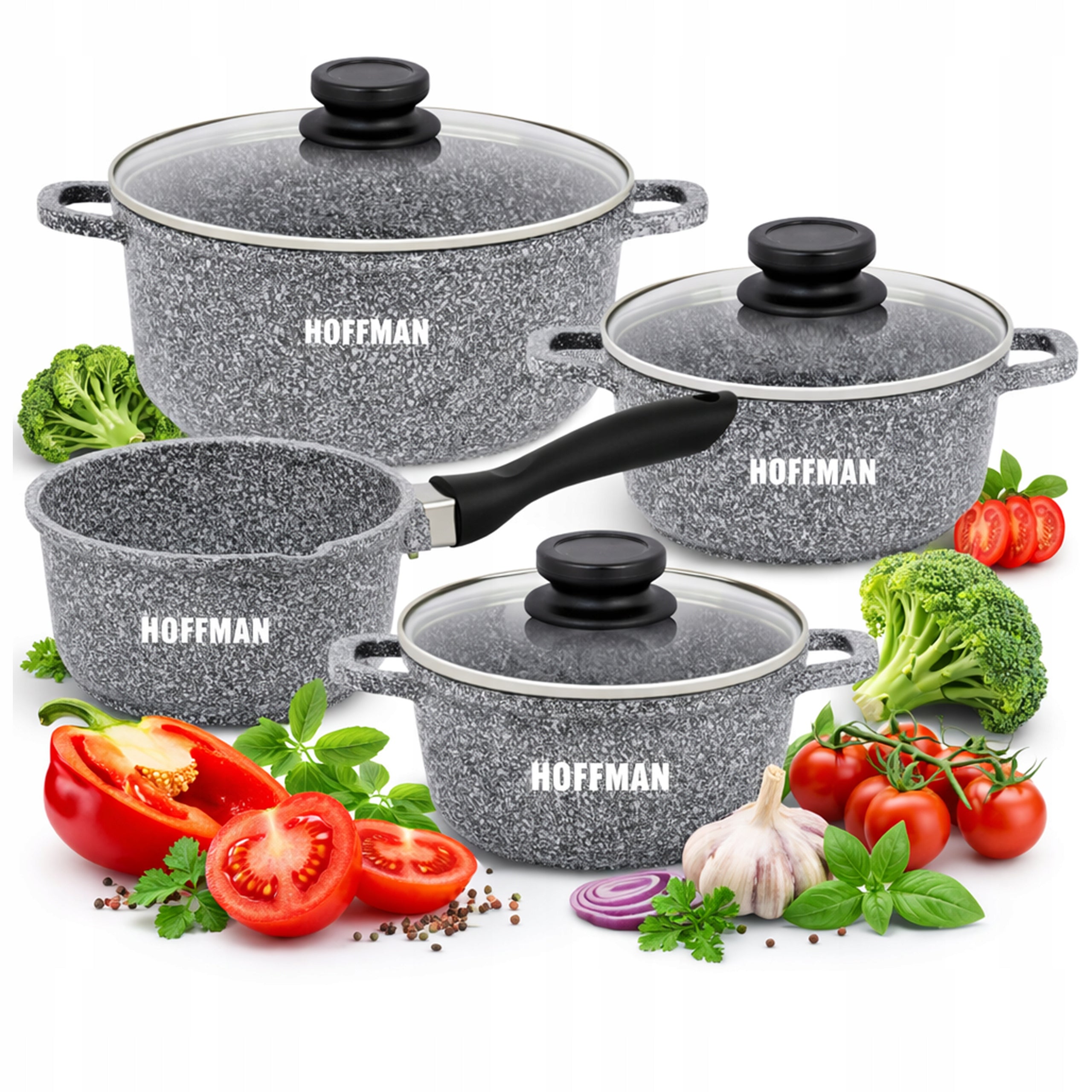 SET OF MARBLED POTS SET OF POTS SAUCEPAN INDUCTION / GAS HOFFMAN