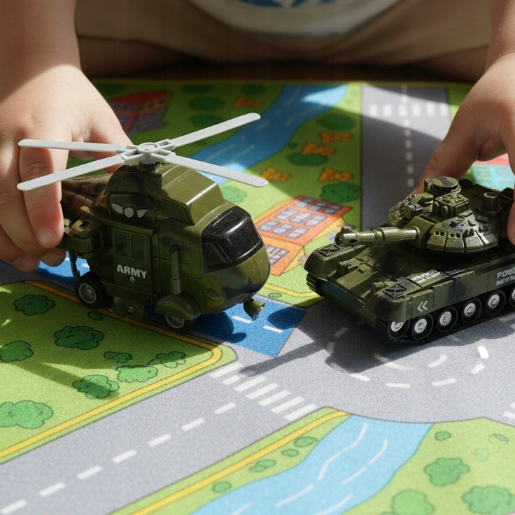 SET OF MILITARY TOYS TANK HELICOPTER ROCKET LAUNCHER SOUND LIGHT Material plastic