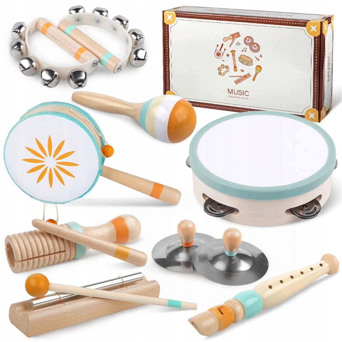 SET OF MUSICAL INSTRUMENTS WOODEN INSTRUMENTS FOR CHILDREN 8 IN 1