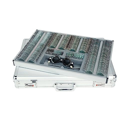 SET OF OPTICAL TEST LENSES 266 PIECES METAL ALUMINIUM RIM Brand no brand