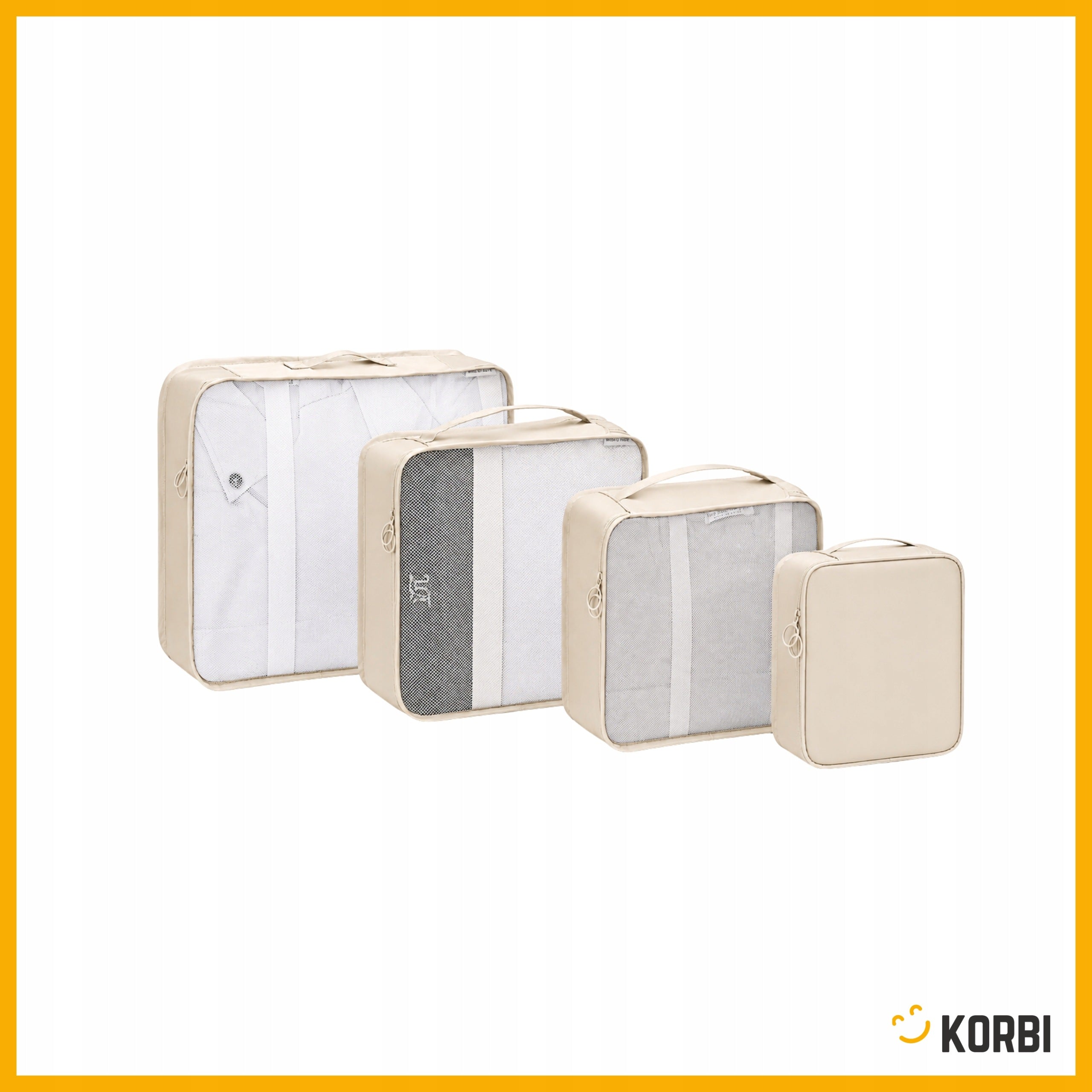 SET OF ORGANIZERS TRAVEL ORGANIZER SUITCASES WARDROBES CLOTHES SET 8pcs BEIGE Brand Korbi