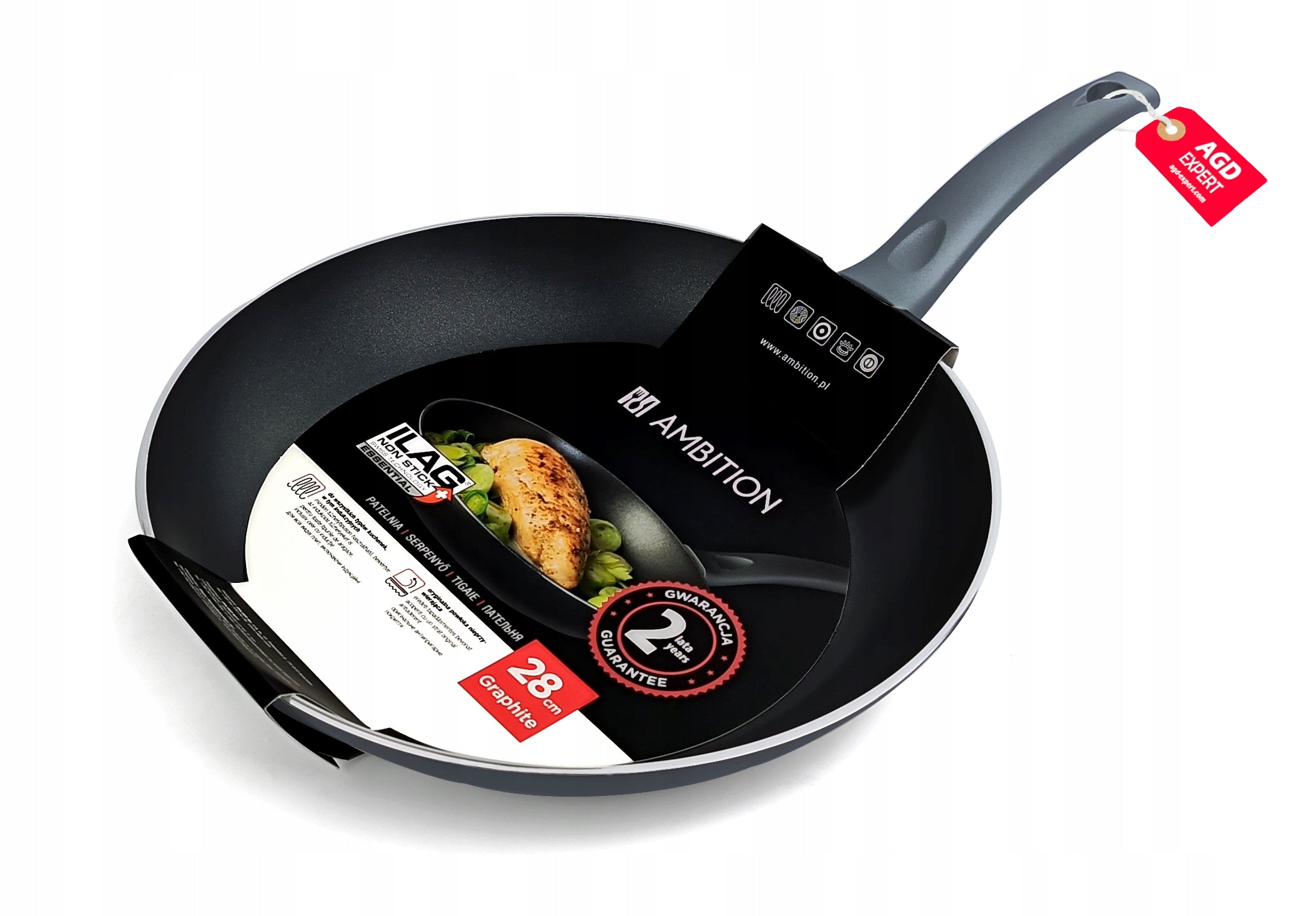SET OF PANS AMBITION GRAPHITE 20 + 24 + 28 CM | SWISS ILAG COATING Packaging status original