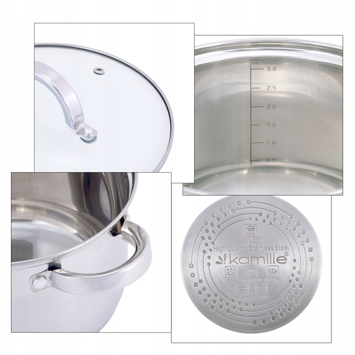 SET OF POTS 6 EL. SET OF STAINLESS STEEL WITH LIDS INDUCTION KAMILLE Color silver