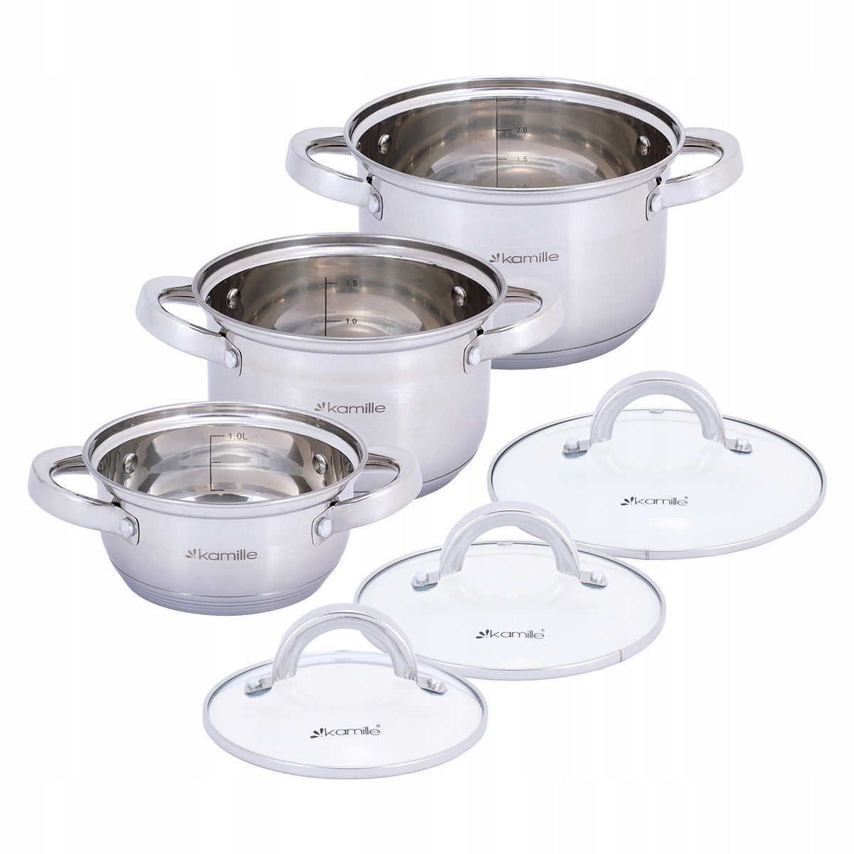 SET OF POTS 6 EL. SET OF STAINLESS STEEL WITH LIDS INDUCTION KAMILLE Number of items in the set 6