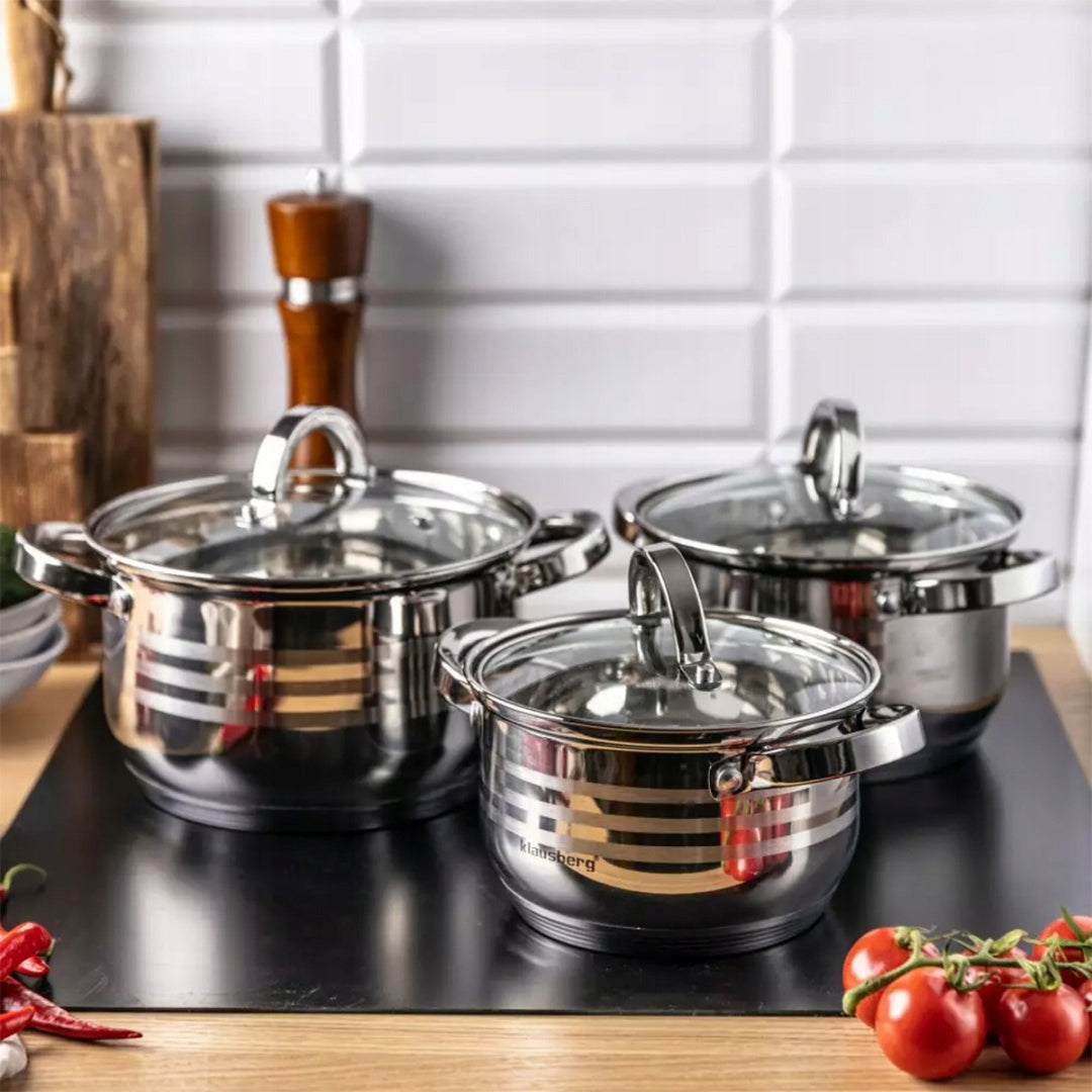 SET OF POTS 6 ELEMENTS SET INDUCTION MARBLED GAS Capacity 8 l