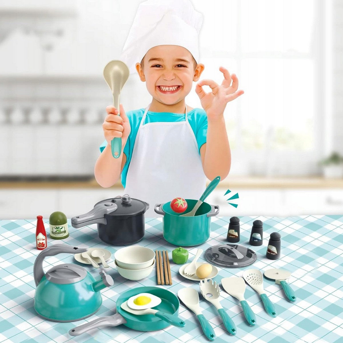 SET OF POTS AND ACCESSORIES FOR CHILDREN'S KITCHEN PLAY POTS FOR CHILDREN Kid's age 3+ years