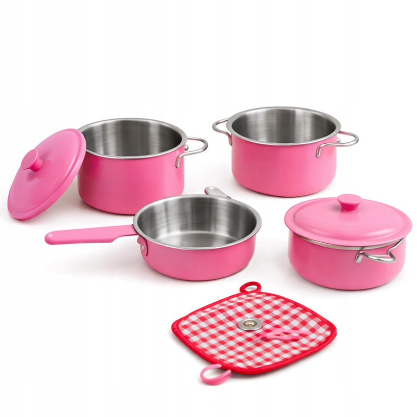 SET OF POTS FOR CHILDREN Metal Akcesoria Kitchen Pink 21 cm