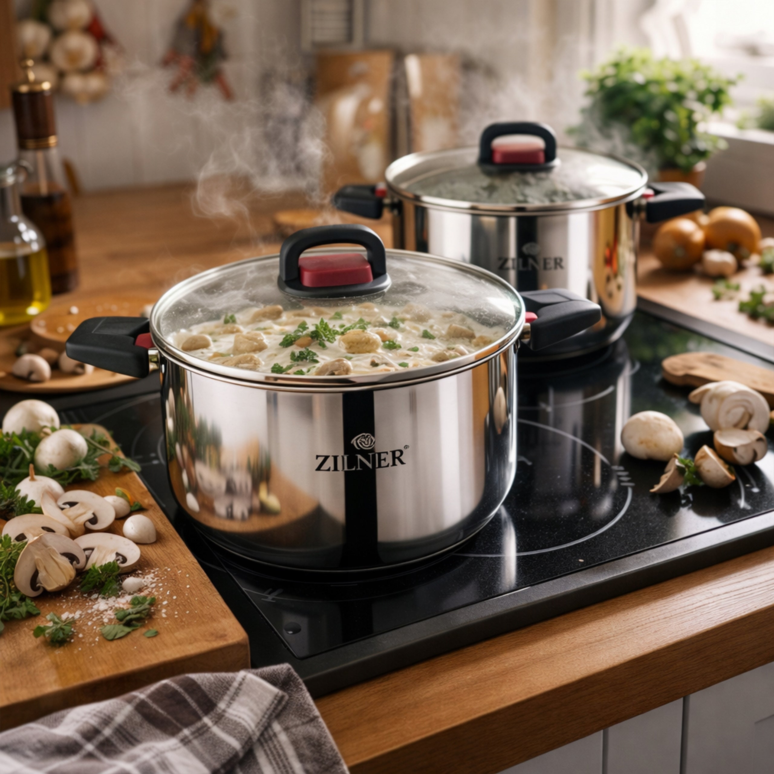 SET OF POTS FOR INDUCTION GAS STAINLESS STEEL COMPACT POTS 12 ELE Number of items in the set 12