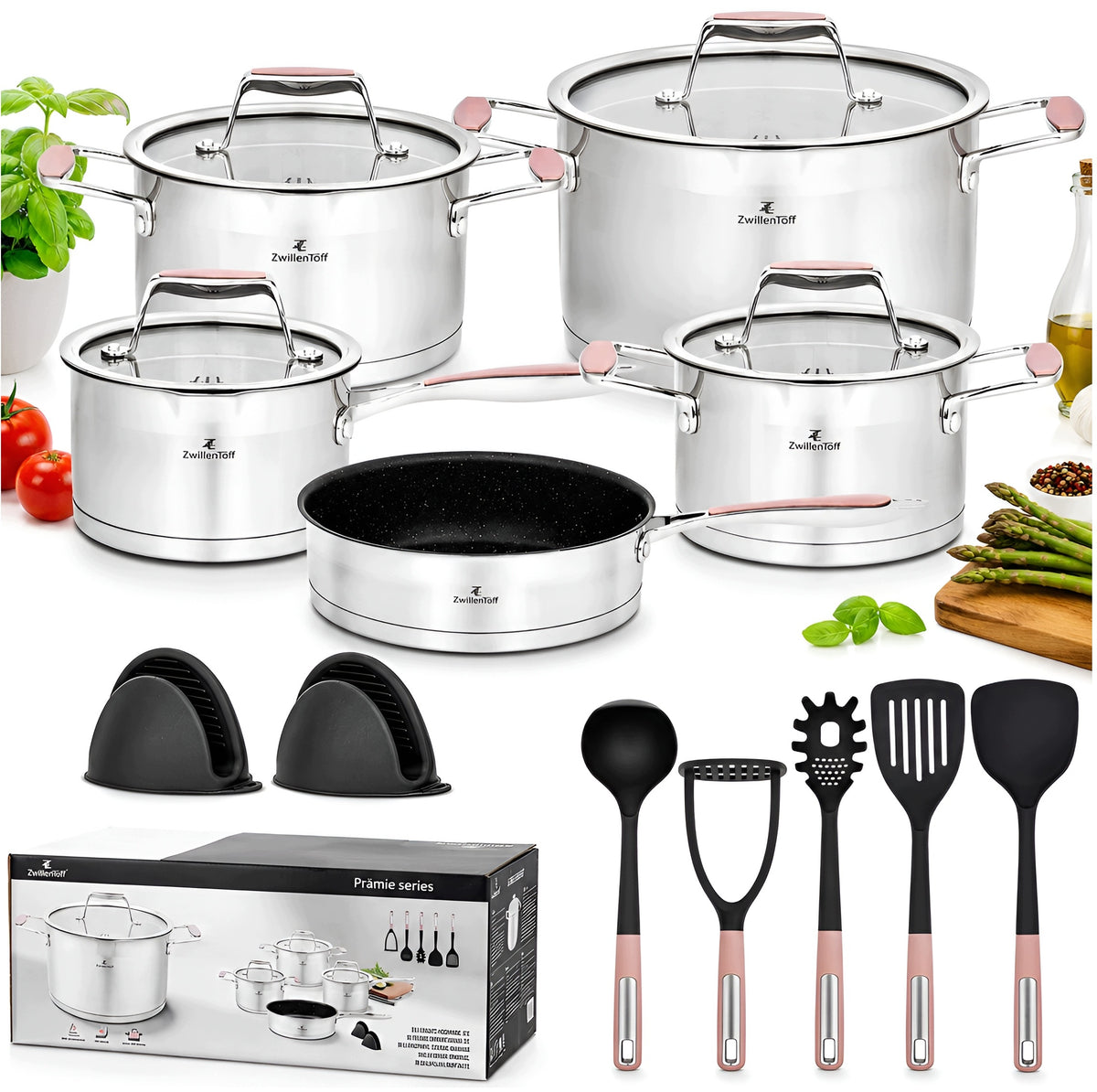 SET OF POTS GAS INDUCTION LARGE SET OF POTS FRYING PAN 16EL. L33252
