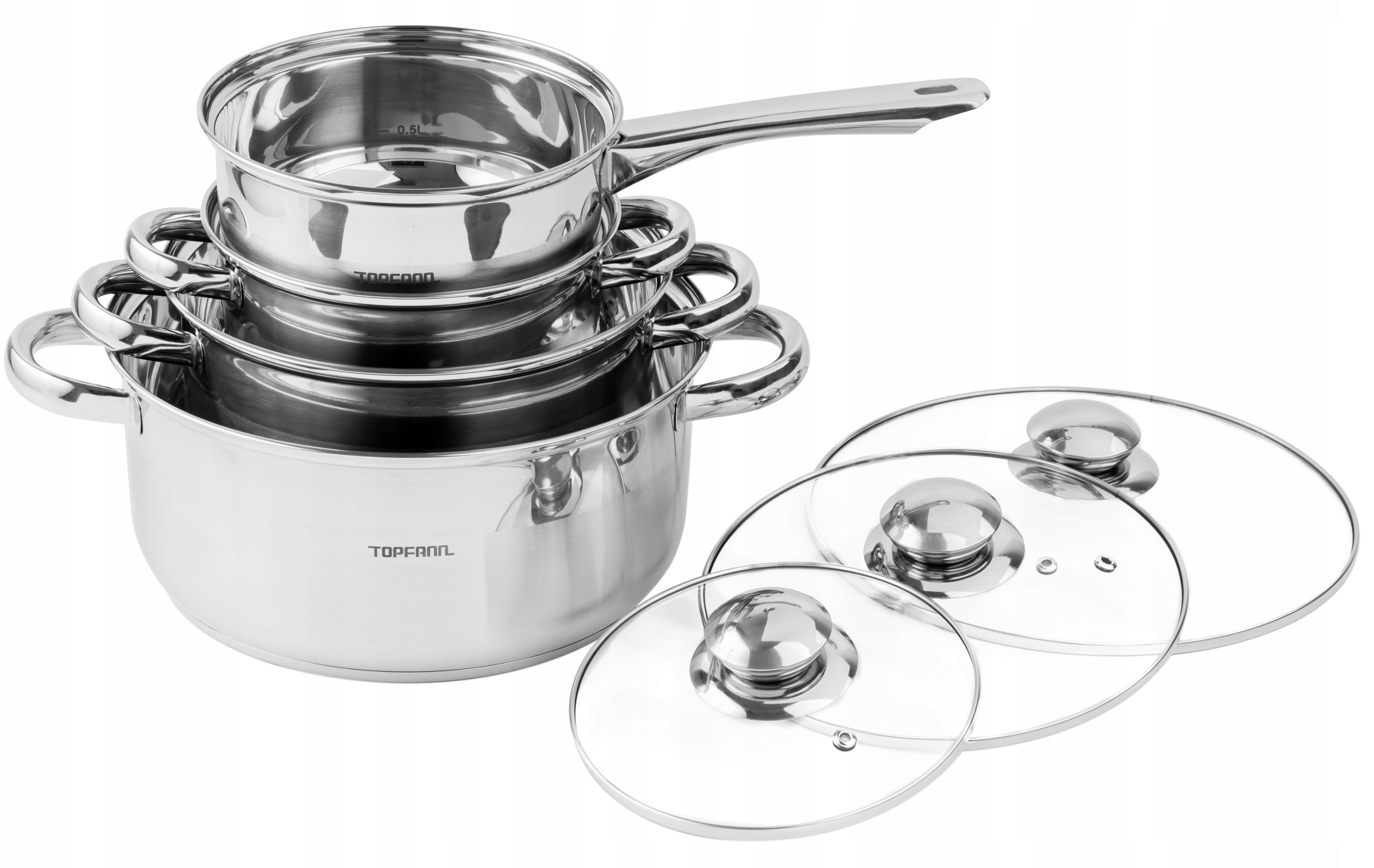 SET OF POTS INDUCTION 7 EL SET FOR GAS STEEL POTS LARGE TOPFANN EAN (GTIN) 5903771849029