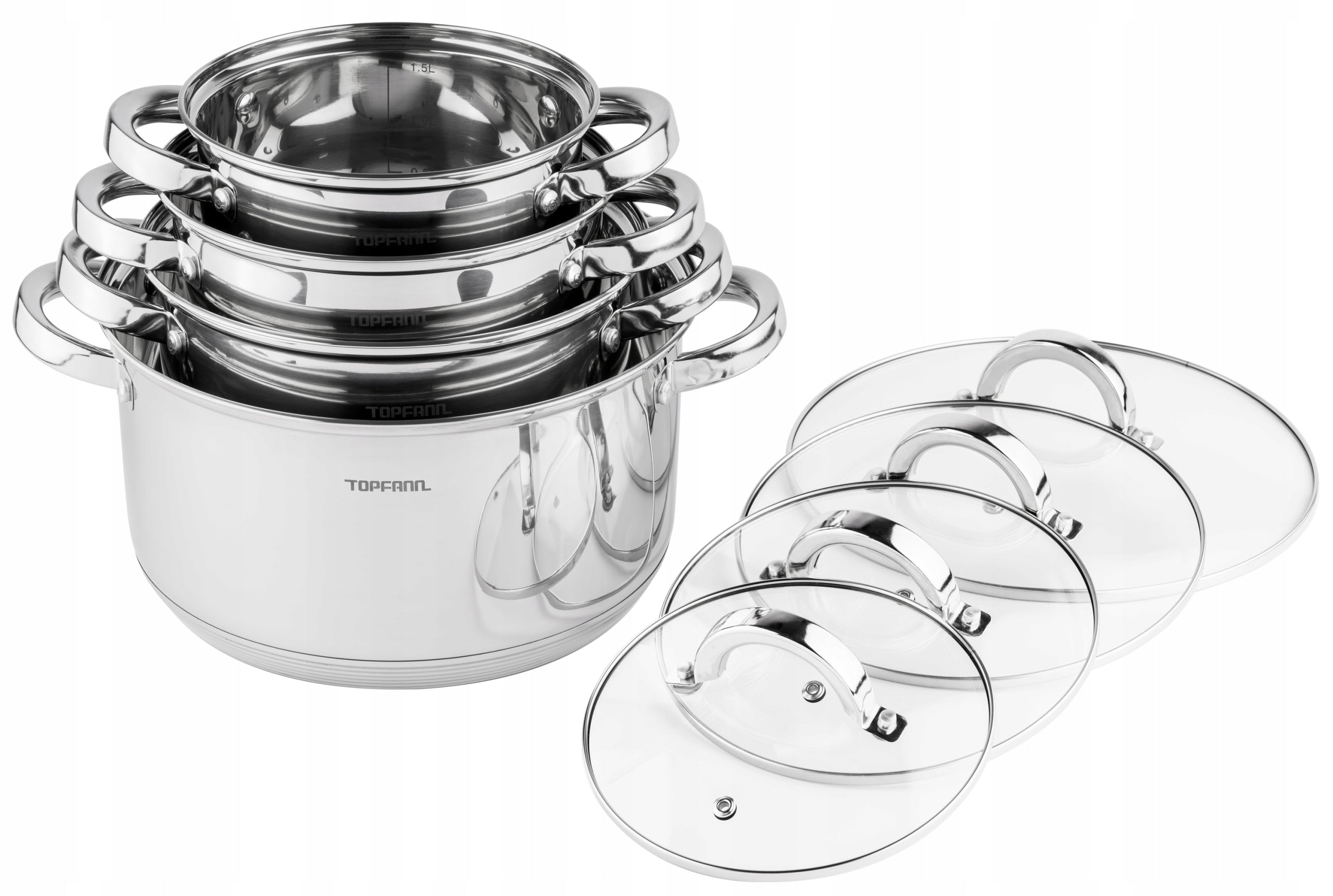 SET OF POTS INDUCTION 8 EL SET FOR GAS POTS LARGE STEEL TOPFANN Manufacturer code TOP9999
