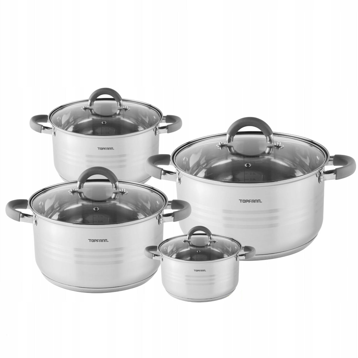 SET OF POTS INDUCTION 8 EL SET FOR GAS STEEL POTS LARGE TOPFANN Packaging status original
