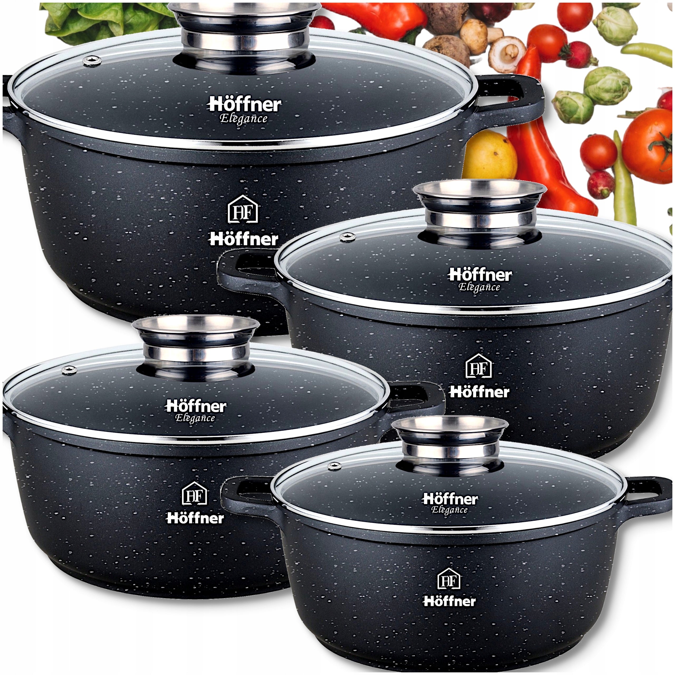 SET OF POTS INDUCTION / GAS MARBLE POTS SET 8 EL Ø16/20/24/28 cm