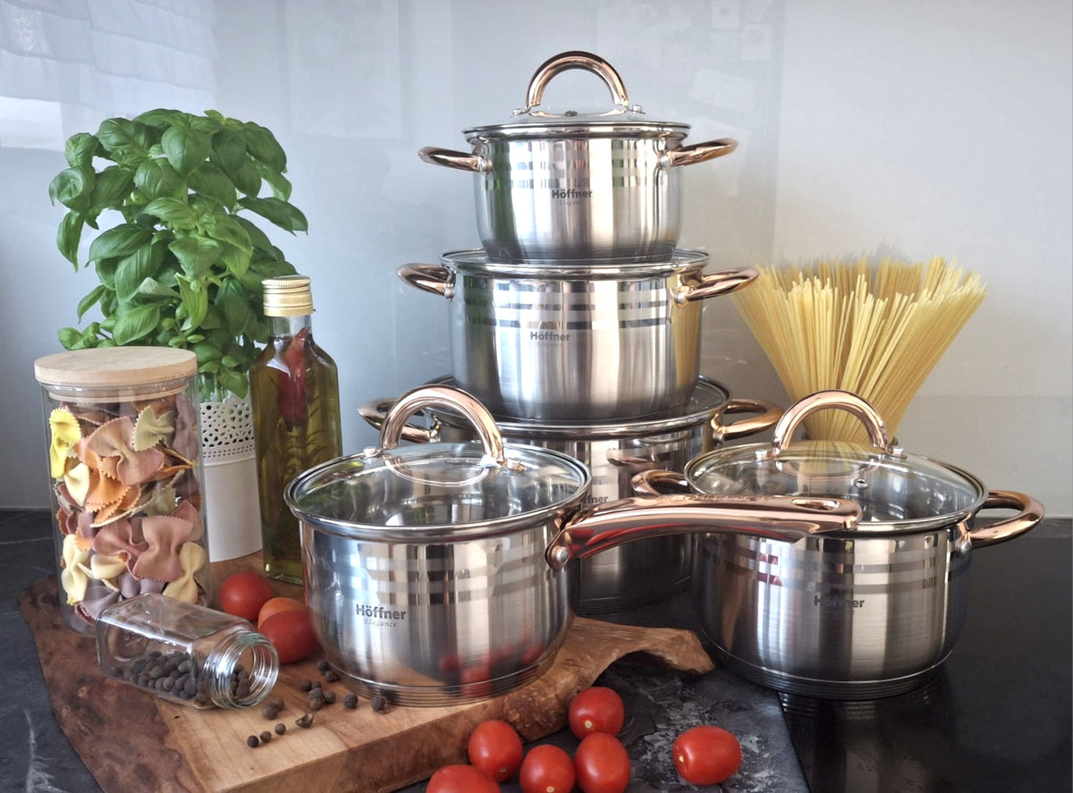 SET OF POTS INDUCTION / GAS SAUCEPAN POTS SET STAINLESS STEEL 10 EL Manufacturer code HF-4365