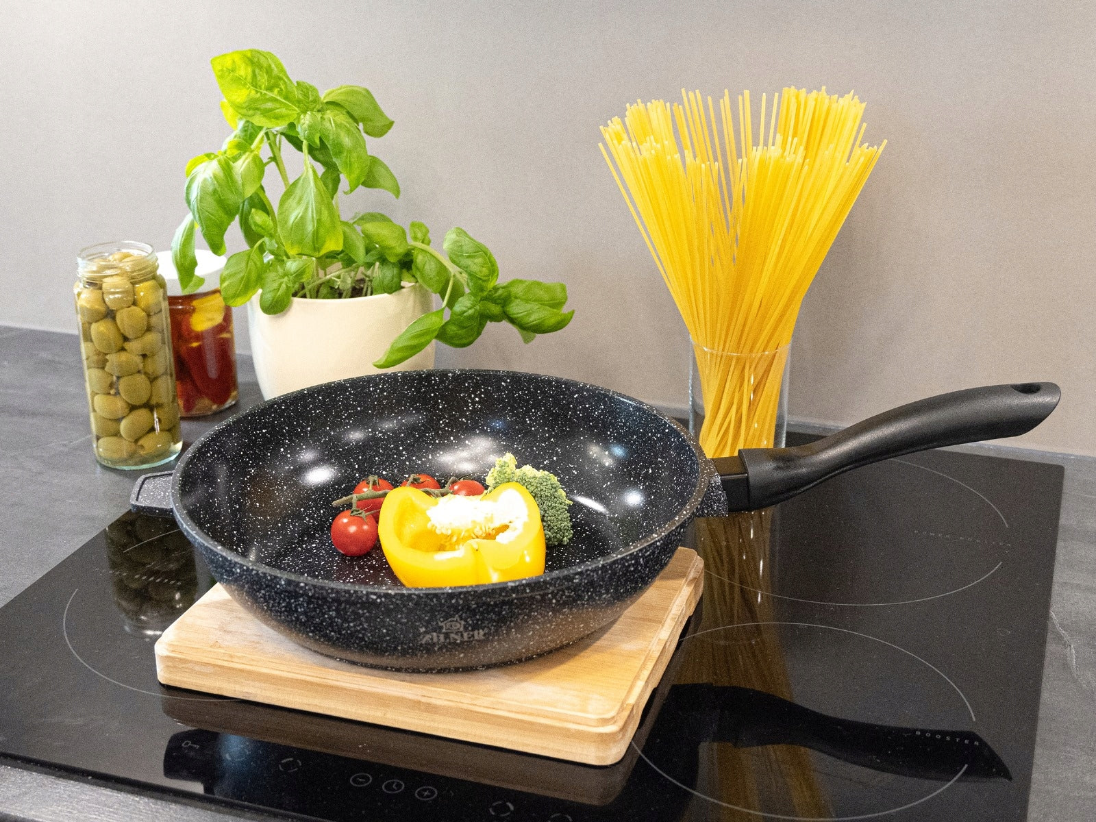 SET OF POTS INDUCTION SET OF POTS GAS PAN MARBLE LIDS 12EL Material aluminum