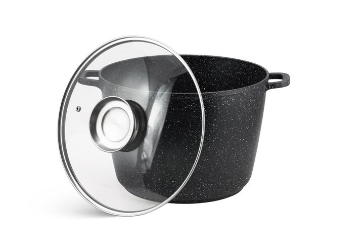 SET OF POTS with lid MARBLE GAS INDUCTION 6L / 10L BLACK Material aluminum