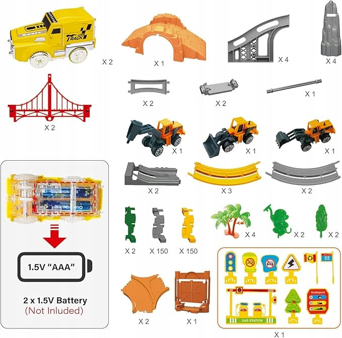 SET OF RACETRACKS 342 EL. 2 ELECTRIC CARS 360 ST. FLEXIBLE MEGA Kid's age 3+ years