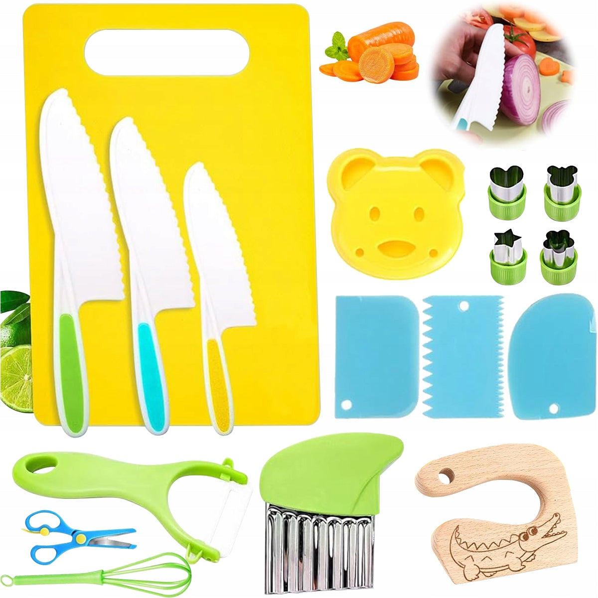 SET OF SAFE KNIVES KITCHEN ACCESSORIES FOR CHILDREN MEGA SET XXL